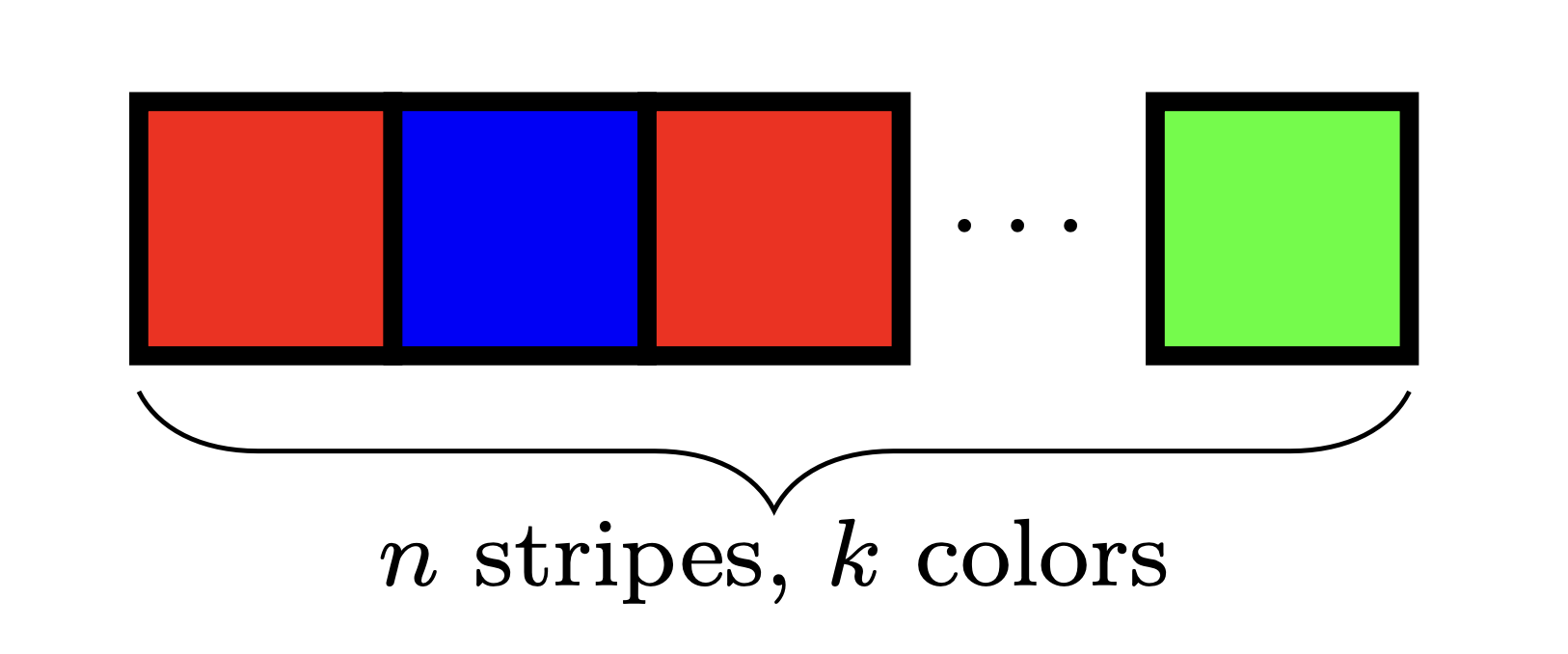 Flag with n stripes and k colors